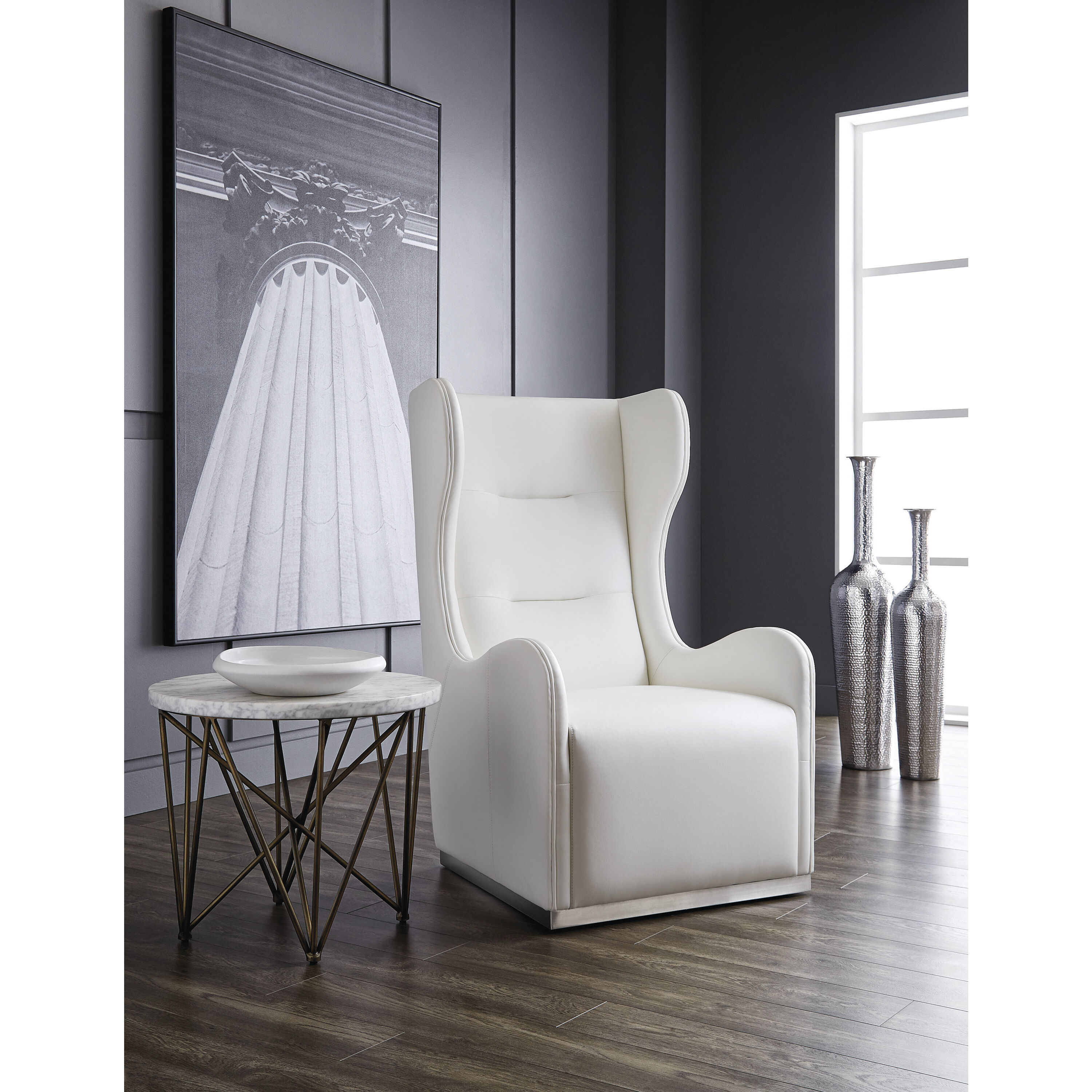 Skyy 23.5 X 19.5 inch White / Antique Brass Side Table